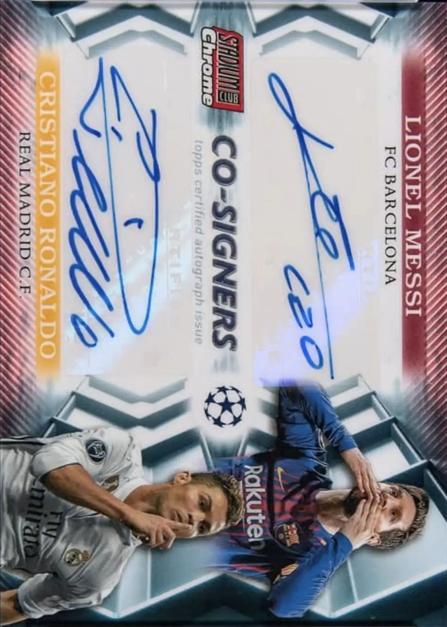 2022-23 Stadium Club Chrome UEFA Club Competitions - Co-Signers Autographs Red Wave Refractor #CSA-MR - Cristiano Ronaldo