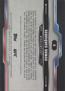 2025 Topps Chrome UFC #6 - Sedriques Dumas - Back