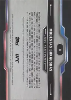 2025 Topps Chrome UFC #8 - Modestas Bukauskas - Back