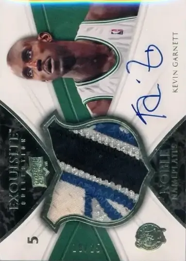 2009-10 Upper Deck Exquisite Collection - Noble Nameplates #N-KG - Kevin Garnett - Boston Celtics - Front 2009-10 Upper Deck Exquisite Collection - Noble Nameplates #N-KG - Kevin Garnett - Boston Celtics - Front