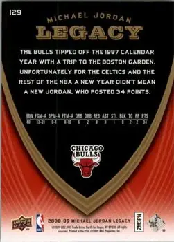 2008-09 Upper Deck Michael Jordan Legacy Collection #129 - Michael Jordan - Chicago Bulls - Back