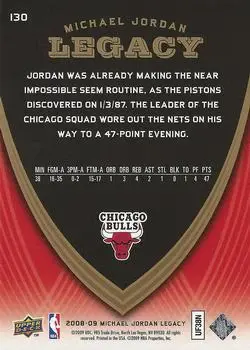 2008-09 Upper Deck Michael Jordan Legacy Collection #130 - Michael Jordan - Chicago Bulls - Back