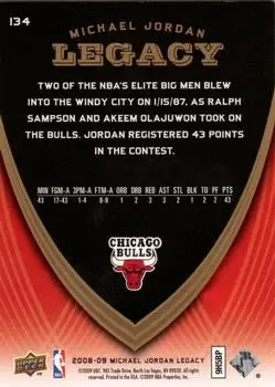 2008-09 Upper Deck Michael Jordan Legacy Collection #134 - Michael Jordan - Chicago Bulls - Back 2008-09 Upper Deck Michael Jordan Legacy Collection #134 - Michael Jordan - Chicago Bulls - Back