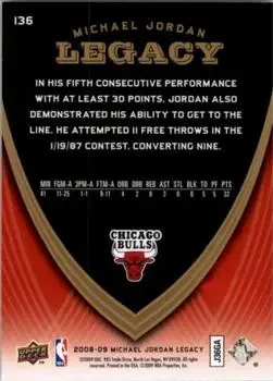 2008-09 Upper Deck Michael Jordan Legacy Collection #136 - Michael Jordan - Chicago Bulls - Back