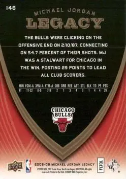 2008-09 Upper Deck Michael Jordan Legacy Collection #146 - Michael Jordan - Chicago Bulls - Back 2008-09 Upper Deck Michael Jordan Legacy Collection #146 - Michael Jordan - Chicago Bulls - Back