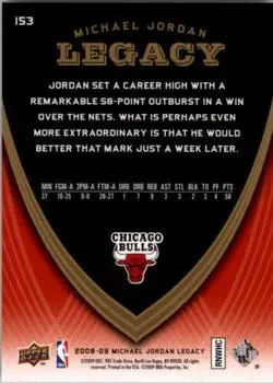 2008-09 Upper Deck Michael Jordan Legacy Collection #153 - Michael Jordan - Chicago Bulls - Back