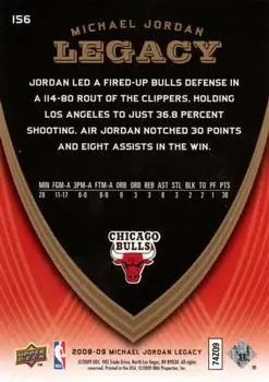 2008-09 Upper Deck Michael Jordan Legacy Collection #156 - Michael Jordan - Chicago Bulls - Back