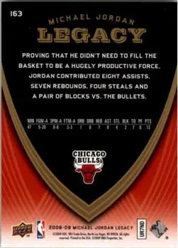 2008-09 Upper Deck Michael Jordan Legacy Collection #163 - Michael Jordan - Chicago Bulls - Back