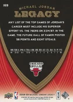 2008-09 Upper Deck Michael Jordan Legacy Collection #169 - Michael Jordan - Chicago Bulls - Back