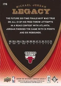 2008-09 Upper Deck Michael Jordan Legacy Collection #176 - Michael Jordan - Chicago Bulls - Back