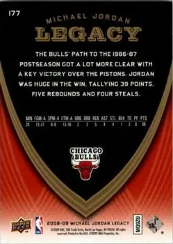 2008-09 Upper Deck Michael Jordan Legacy Collection #177 - Michael Jordan - Chicago Bulls - Back