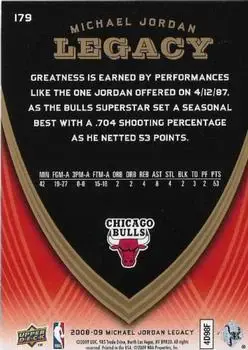 2008-09 Upper Deck Michael Jordan Legacy Collection #179 - Michael Jordan - Chicago Bulls - Back