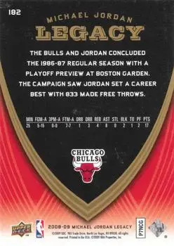 2008-09 Upper Deck Michael Jordan Legacy Collection #182 - Michael Jordan - Chicago Bulls - Back 2008-09 Upper Deck Michael Jordan Legacy Collection #182 - Michael Jordan - Chicago Bulls - Back