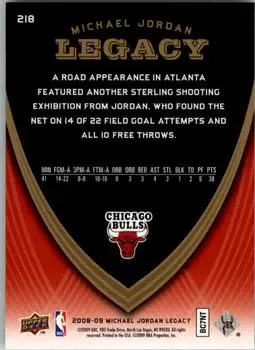 2008-09 Upper Deck Michael Jordan Legacy Collection #218 - Michael Jordan - Chicago Bulls - Back