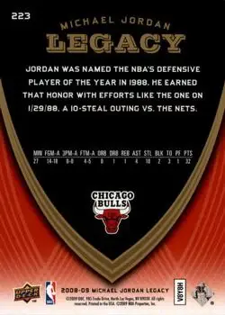 2008-09 Upper Deck Michael Jordan Legacy Collection #223 - Michael Jordan - Chicago Bulls - Back