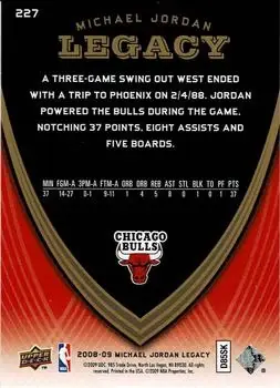 2008-09 Upper Deck Michael Jordan Legacy Collection #227 - Michael Jordan - Chicago Bulls - Back