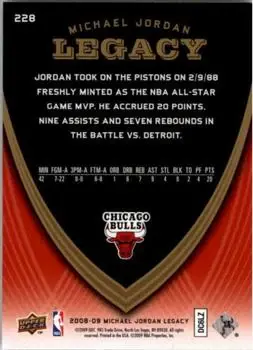 2008-09 Upper Deck Michael Jordan Legacy Collection #228 - Michael Jordan - Chicago Bulls - Back