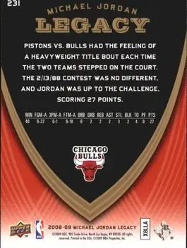 2008-09 Upper Deck Michael Jordan Legacy Collection #231 - Michael Jordan - Chicago Bulls - Back