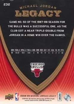 2008-09 Upper Deck Michael Jordan Legacy Collection #232 - Michael Jordan - Chicago Bulls - Back