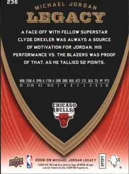 2008-09 Upper Deck Michael Jordan Legacy Collection #236 - Michael Jordan - Chicago Bulls - Back