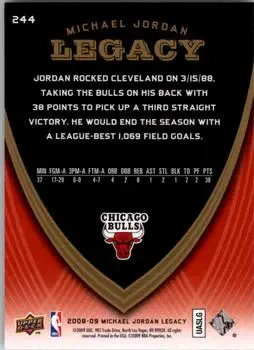 2008-09 Upper Deck Michael Jordan Legacy Collection #244 - Michael Jordan - Chicago Bulls - Back