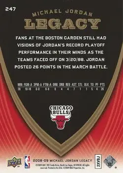 2008-09 Upper Deck Michael Jordan Legacy Collection #247 - Michael Jordan - Chicago Bulls - Back