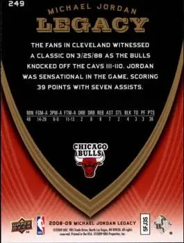 2008-09 Upper Deck Michael Jordan Legacy Collection #249 - Michael Jordan - Chicago Bulls - Back
