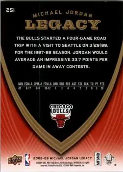 2008-09 Upper Deck Michael Jordan Legacy Collection #251 - Michael Jordan - Chicago Bulls - Back