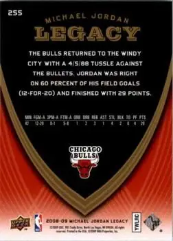 2008-09 Upper Deck Michael Jordan Legacy Collection #255 - Michael Jordan - Chicago Bulls - Back