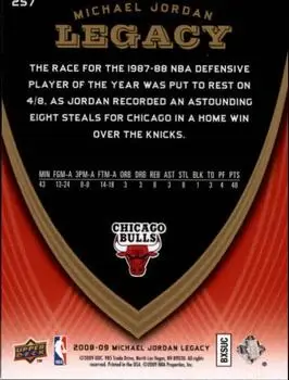 2008-09 Upper Deck Michael Jordan Legacy Collection #257 - Michael Jordan - Chicago Bulls - Back