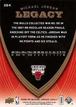 2008-09 Upper Deck Michael Jordan Legacy Collection #264 - Michael Jordan - Chicago Bulls - Back