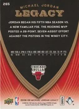 2008-09 Upper Deck Michael Jordan Legacy Collection #265 - Michael Jordan - Chicago Bulls - Back