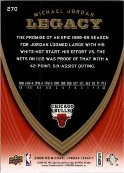2008-09 Upper Deck Michael Jordan Legacy Collection #270 - Michael Jordan - Chicago Bulls - Back