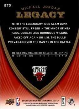 2008-09 Upper Deck Michael Jordan Legacy Collection #273 - Michael Jordan - Chicago Bulls - Back