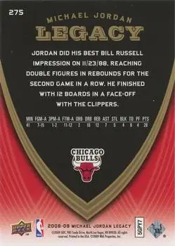 2008-09 Upper Deck Michael Jordan Legacy Collection #275 - Michael Jordan - Chicago Bulls - Back