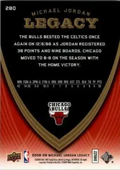 2008-09 Upper Deck Michael Jordan Legacy Collection #280 - Michael Jordan - Chicago Bulls - Back