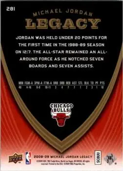 2008-09 Upper Deck Michael Jordan Legacy Collection #281 - Michael Jordan - Chicago Bulls - Back