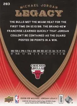 2008-09 Upper Deck Michael Jordan Legacy Collection #283 - Michael Jordan - Chicago Bulls - Back
