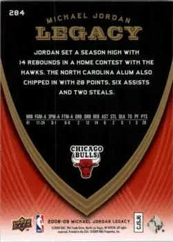 2008-09 Upper Deck Michael Jordan Legacy Collection #284 - Michael Jordan - Chicago Bulls - Back