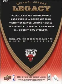 2008-09 Upper Deck Michael Jordan Legacy Collection #286 - Michael Jordan - Chicago Bulls - Back