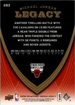 2008-09 Upper Deck Michael Jordan Legacy Collection #293 - Michael Jordan - Chicago Bulls - Back