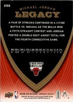 2008-09 Upper Deck Michael Jordan Legacy Collection #299 - Michael Jordan - Chicago Bulls - Back