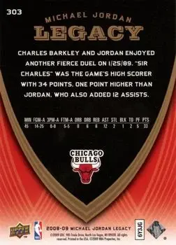2008-09 Upper Deck Michael Jordan Legacy Collection #303 - Michael Jordan - Chicago Bulls - Back 2008-09 Upper Deck Michael Jordan Legacy Collection #303 - Michael Jordan - Chicago Bulls - Back
