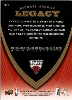 2008-09 Upper Deck Michael Jordan Legacy Collection #313 - Michael Jordan - Chicago Bulls - Back 2008-09 Upper Deck Michael Jordan Legacy Collection #313 - Michael Jordan - Chicago Bulls - Back