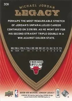 2008-09 Upper Deck Michael Jordan Legacy Collection #331 - Michael Jordan - Chicago Bulls - Back