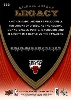 2008-09 Upper Deck Michael Jordan Legacy Collection #333 - Michael Jordan - Chicago Bulls - Back