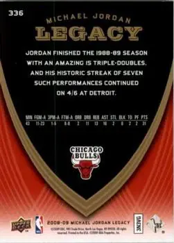 2008-09 Upper Deck Michael Jordan Legacy Collection #336 - Michael Jordan - Chicago Bulls - Back