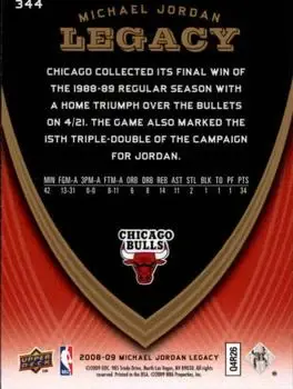 2008-09 Upper Deck Michael Jordan Legacy Collection #344 - Michael Jordan - Chicago Bulls - Back
