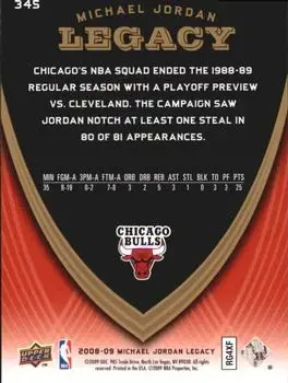 2008-09 Upper Deck Michael Jordan Legacy Collection #345 - Michael Jordan - Chicago Bulls - Back