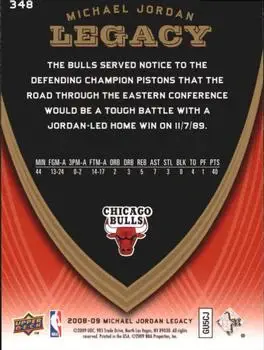 2008-09 Upper Deck Michael Jordan Legacy Collection #348 - Michael Jordan - Chicago Bulls - Back